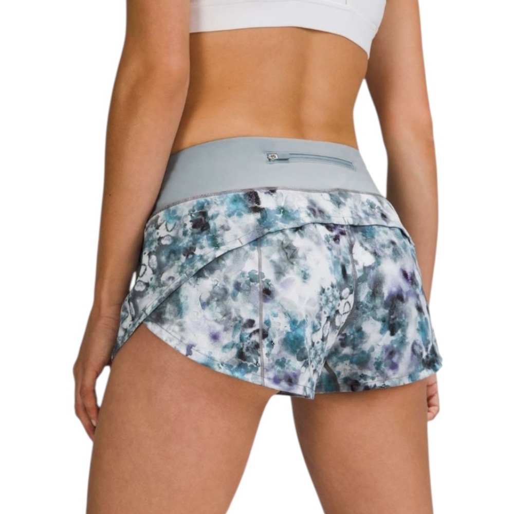 LULULEMON Speed Up Kaleidofloral Multi/Blue Cast Low Rise 2.5" Shorts Size 0